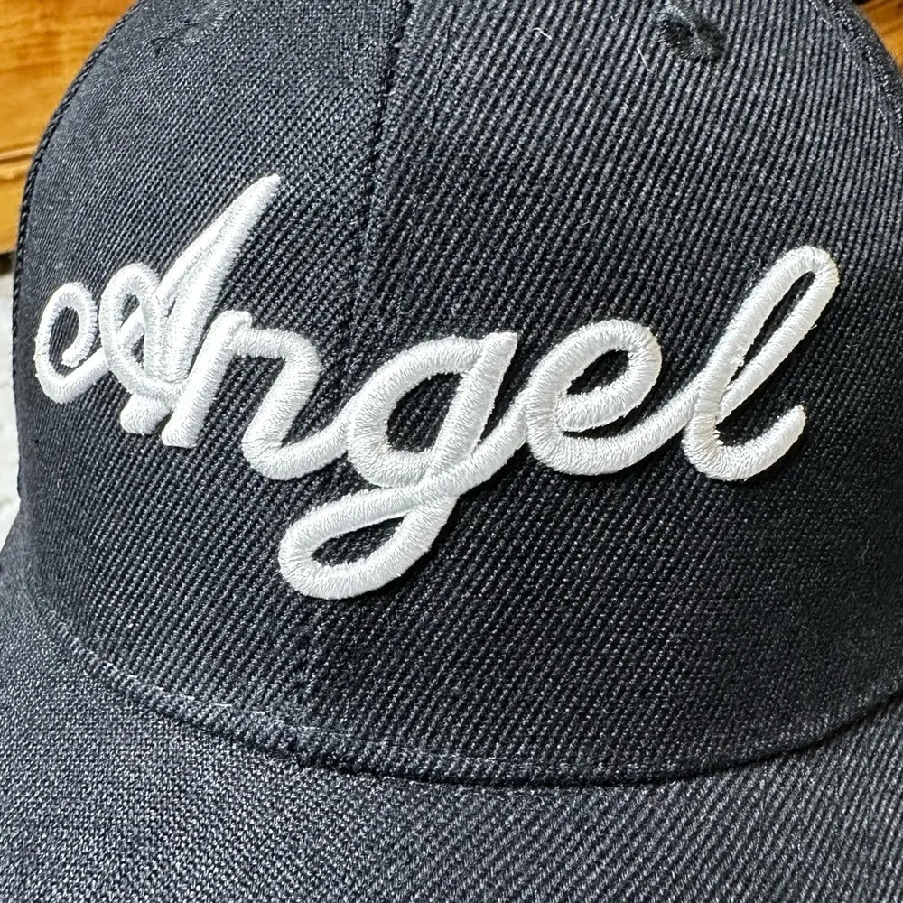 Angel 3-D Embroidered Baseball Cap in Black Women’s OS - Picture 4 of 9